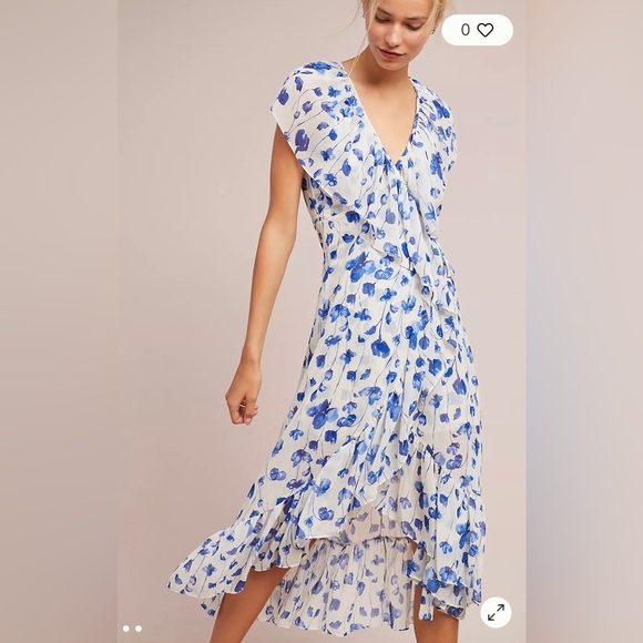 Misa Los Angeles Dresses & Skirts - MISA Los Angeles Floral Blue and white wrap